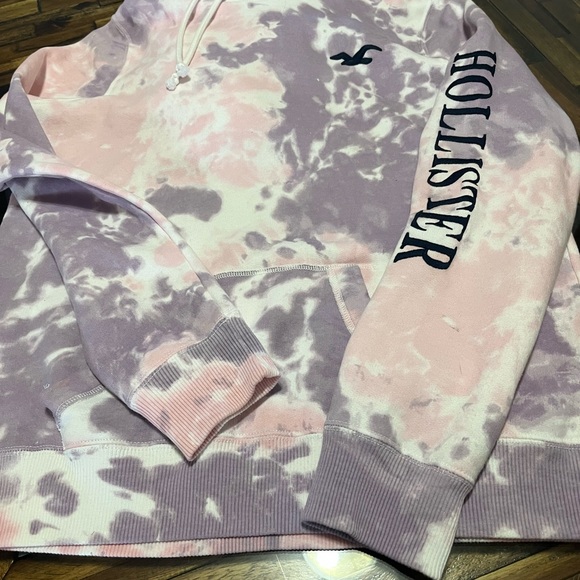 Hollister Pink and Purple Tie Dye Hooded Sweatshirt Size Médium - Picture 4 of 7